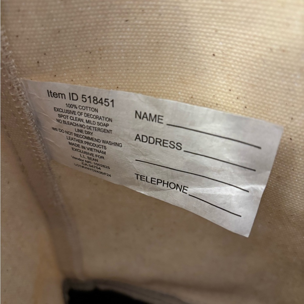 L.L. Bean NWT Large Canvas Tote Bag - Cream and Navy - Picture 10 of 12